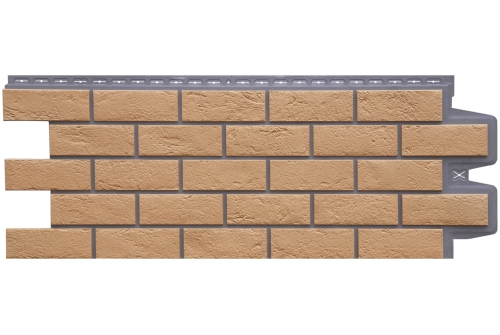Фасадная панель Grand Line Состаренный кирпич, Design Plus солома темно-бежевый шов
