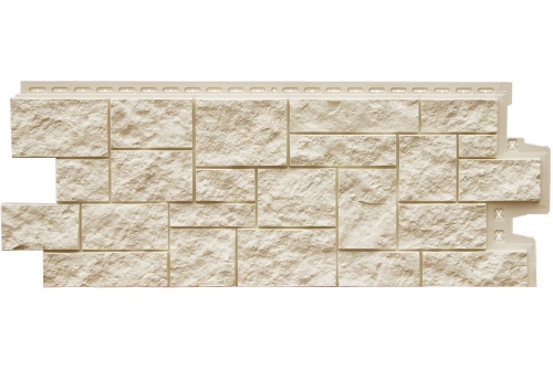 Фасадная панель Grand Line Дикий камень, Classic молочный